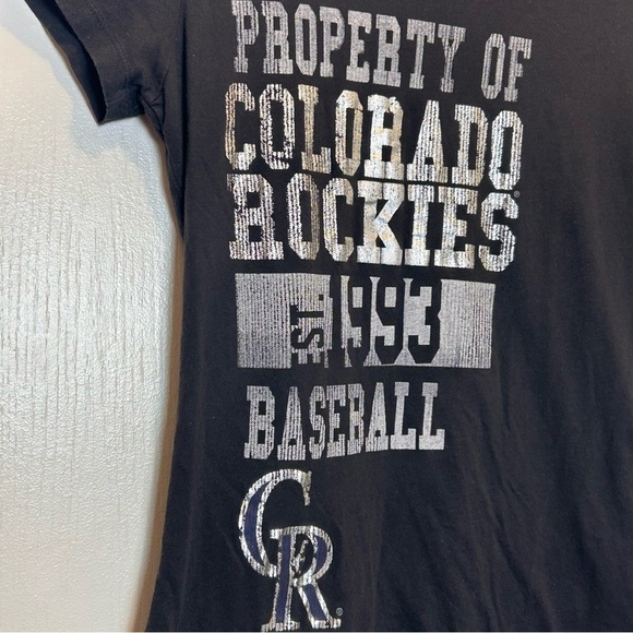 Colorado Rockies Baseball Graphic Black Tee Women's Size S - Picture 2 of 4